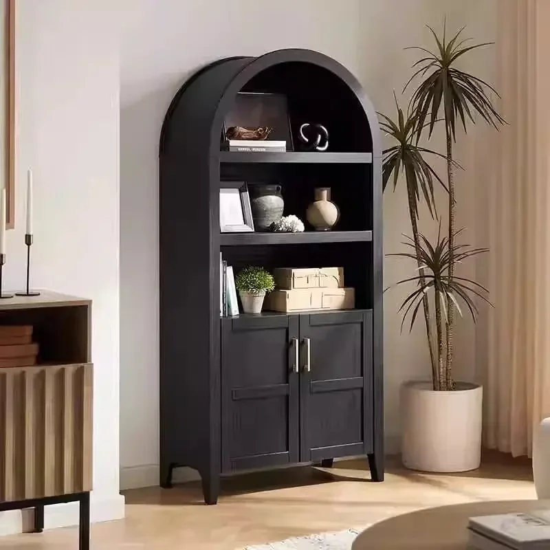 American Solid Wood Small Apartment Open Storage Retro Storage Side CabinetD21