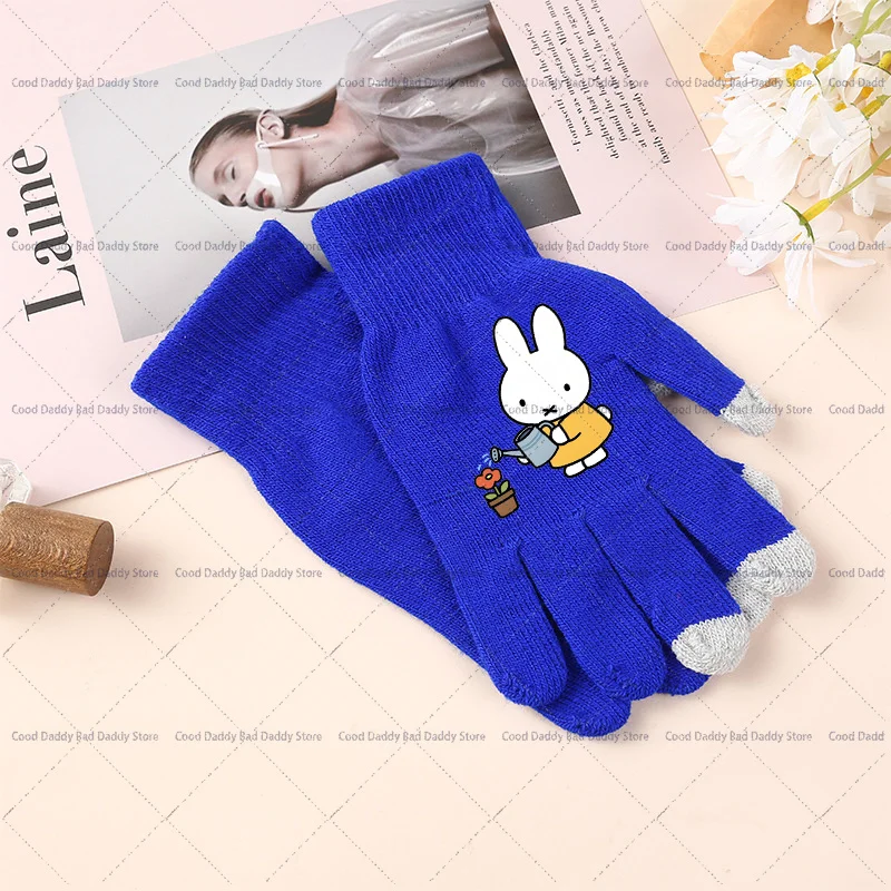 Kawaii Miffys Cartoon Glove Anime Printed Gloves Winter Fashion Warm Knitted Gloves Cute Unisex Mittens Winter Outdoor Gifts view 6