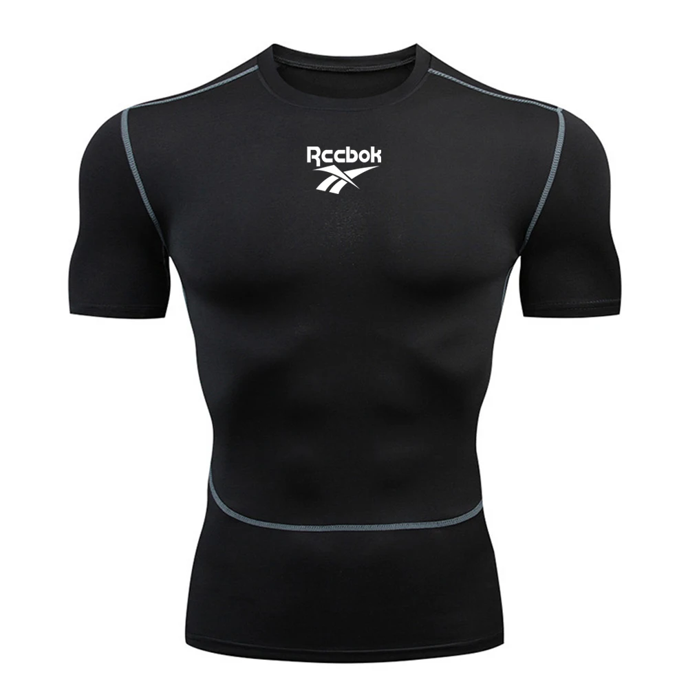 Buy the most handsome Compression T-shirt Men's Summer Sportswear Running T-shirt Elastic Quick Drying Blazer T-shirt Sports Gym