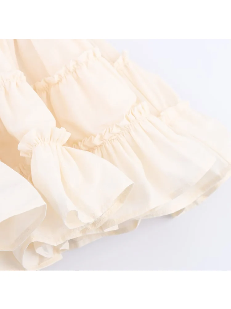 TFMLN 2025 الصيف امرأة ساحة طوق فستان قصير للحفلات موضة عارية الذراعين أكمام مطوي هيم لصق تزيين فستان بكتافة