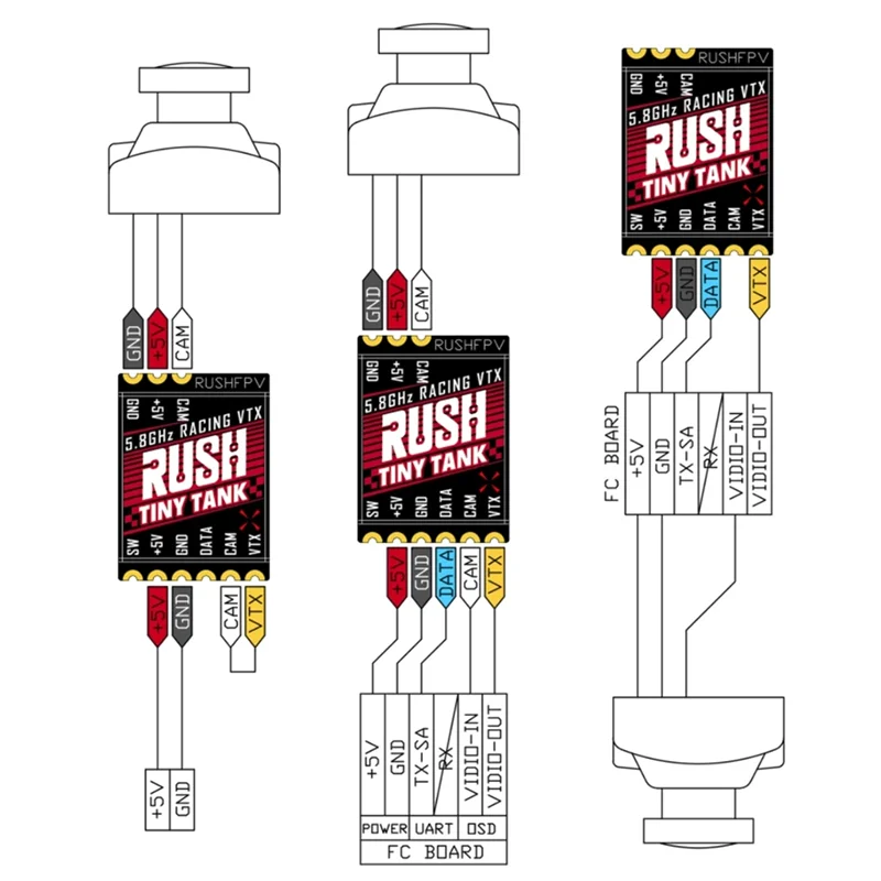 러쉬 타이니 탱크 나노 VTX 48CH 350Mw 송신기 5V 입력 LED 확장 보드 포함 FPV 레이싱 Whoop-POS용 FPV 송신기