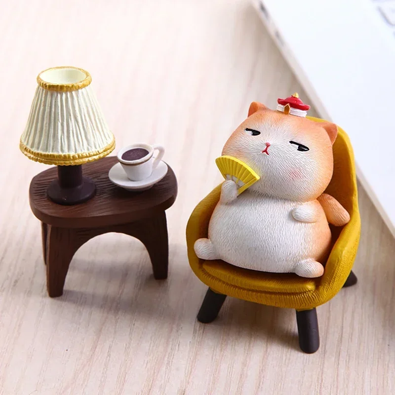 Originality Rocking Cat Fan Figurines Modern Cute Bedroom Room Figurines & Miniatures Nordic Cabinet Home Decor Estatua FYFM