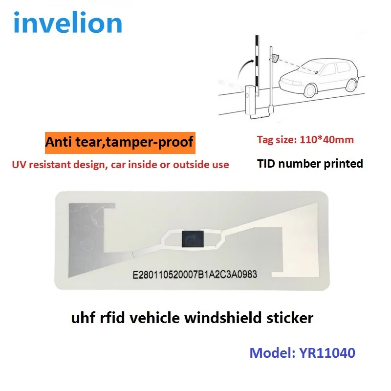 Printed TID UV resistant design UHF Vehicle Windshield Anti-tear sticker passive Adhesive RFID Tag for Car Parking