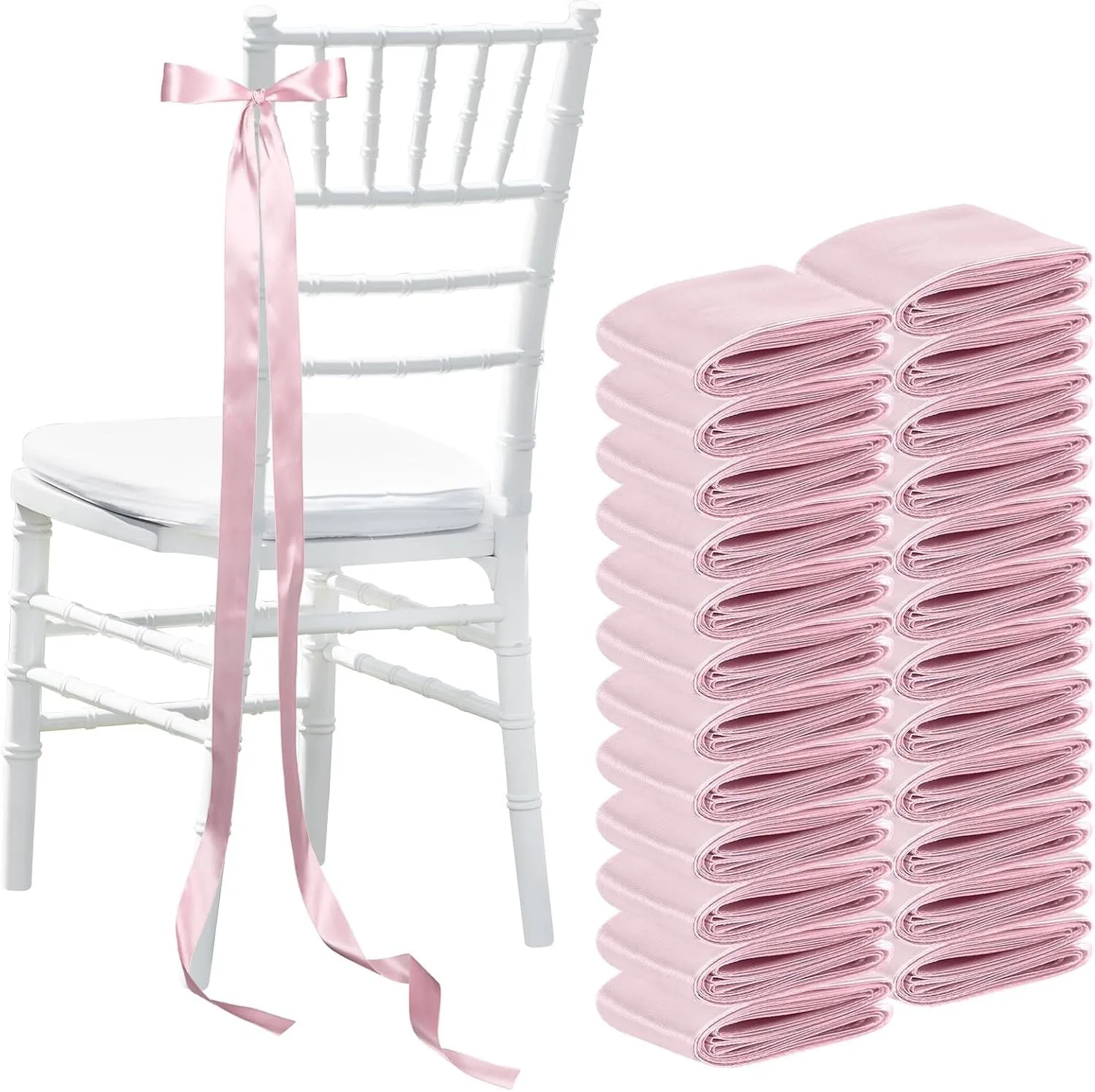 Picture 3: Chair Bows Aisle Satin Bows for Chairs Ribbons Sashes for Pew Back Elegant Ceremony Ribbons for Wedding Background Aisle Decor