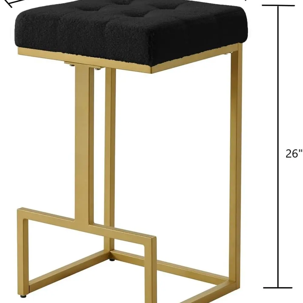 เก้าอี้บาร์สีดำหุ้มผ้าบุนวมสูง 26 นิ้ว จำนวน 2 ตัว สำหรับเคาน์เตอร์ครัว