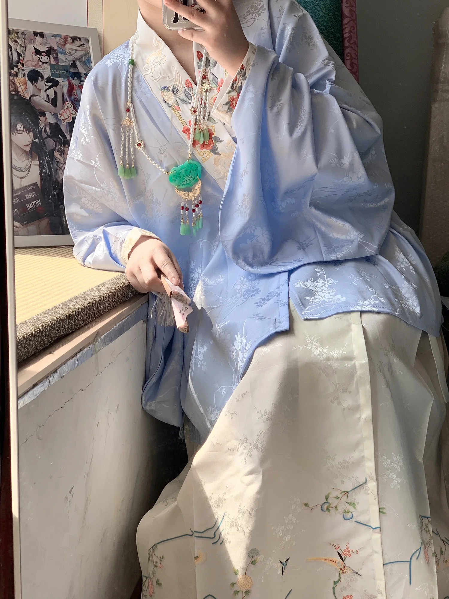 Pmwrun-Robe Vintage Ming Hanfu pour Femme, Style Chinois, Col Croisé, Jupe Cheval, Printemps, Rétro