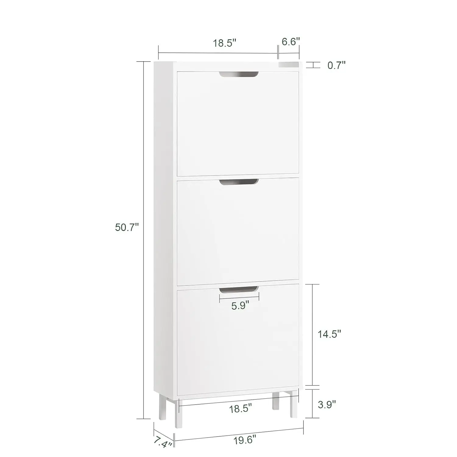 Slim Shoe Cabinet Hidden Storage Three Flip Drawers Space Saving Freestanding Rack for Entryway Hallway, Customized