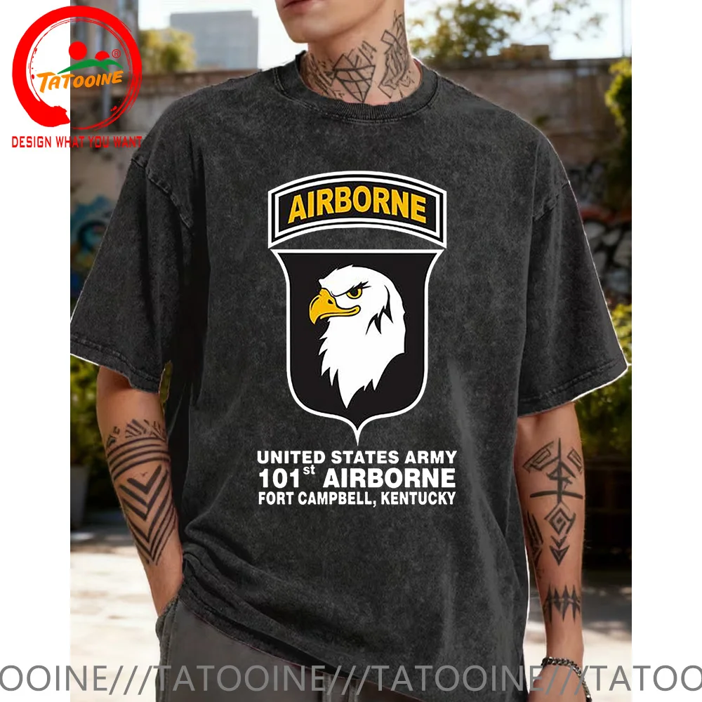 

Vintage Washed Cotton T-Shirt US Army 101st Airborne Eagle Special Force T Shirt Fashion Tee Shirt Trendy Casual Clothing tshirt