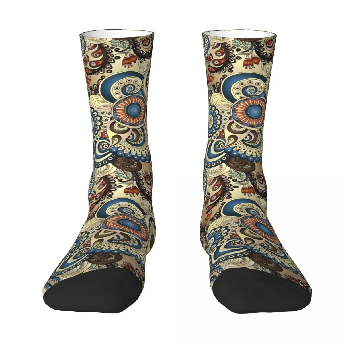 Unisex Men Socks Colorful Flowers Doodles Abstract Plant Stockings Autumn Retro High Quality Socks Sports Anti Bacterial Socks