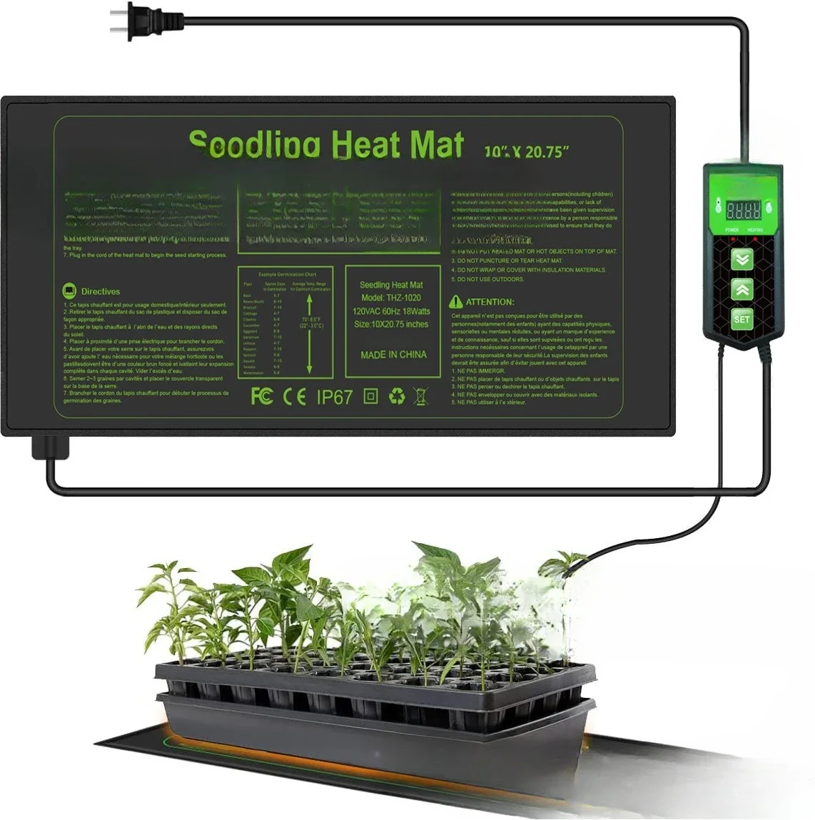 Plant heating pad with thermostat, seed seedling electric heating pad, waterproof, cold-resistant and flame retardant