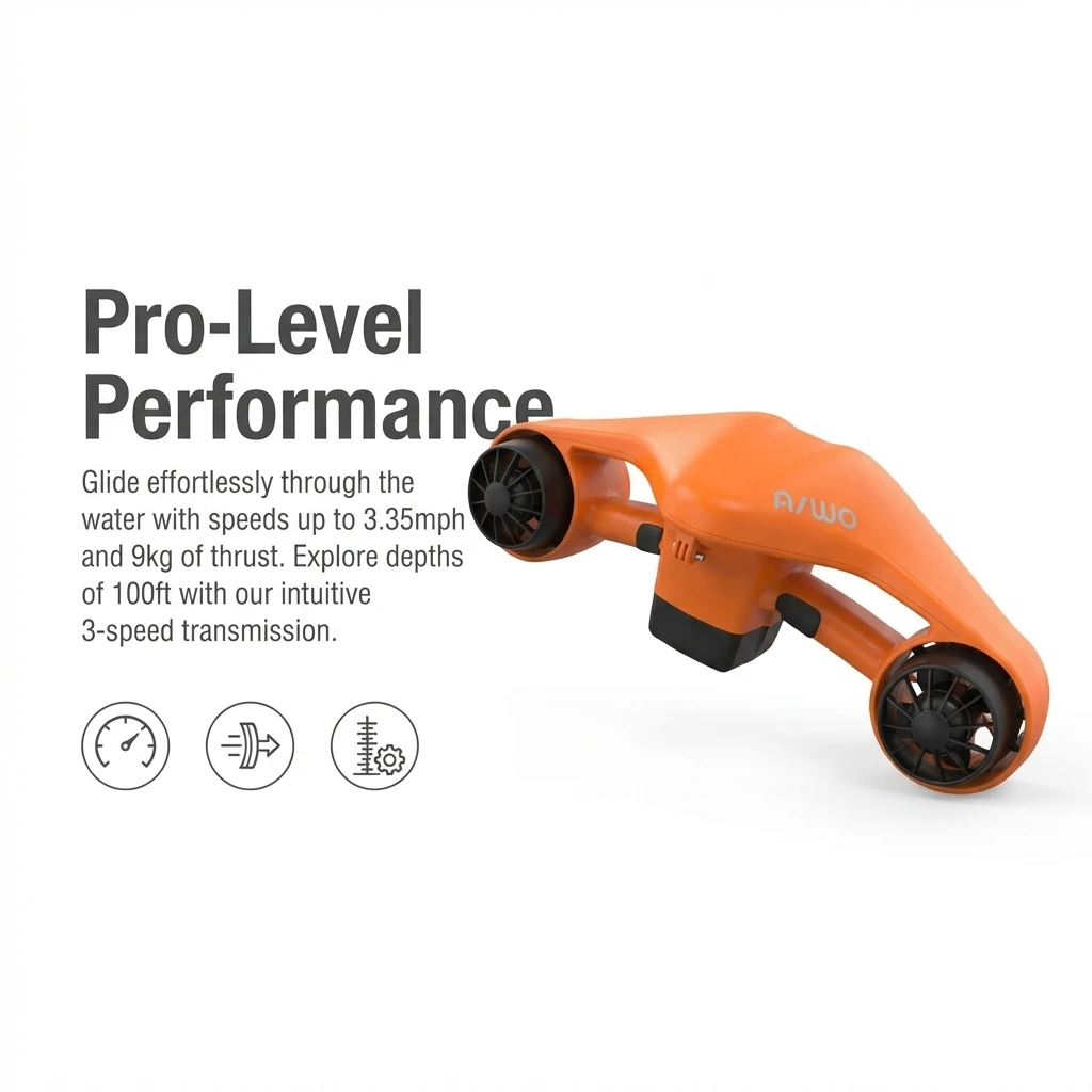Electric Sea Scooter 30m Underwater Scooter for Diving Snorkeling, Portable Water Scooter with GoPro Mount, Airline Approved