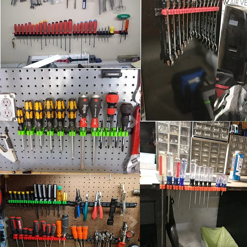 1Pcs Plastic Wrench Screwdriver Organizer Rail Rack Storage Holder Garage Workshops Hardware Tool Display Hanger ABS Wall Mount
