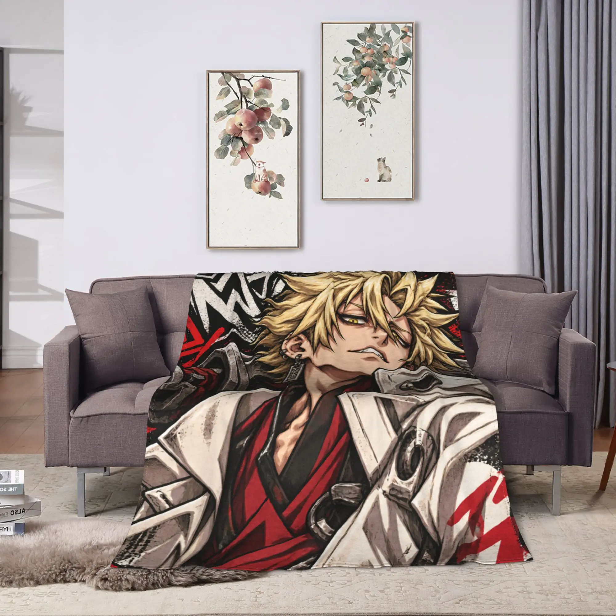 Super Soft Blanket Boy GACHIAKUTA Spiky Haired Man Red Runes Anime Bedding Throws Flannel Bedspread For Home Decor Bed Cover