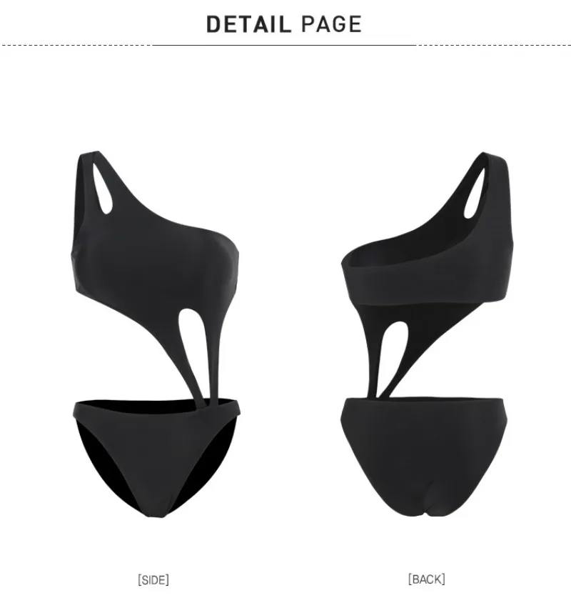 Costume da bagno monospalla da donna in tinta unita, bikini intero a triangolo con top corto sexy europeo americano per le vacanze al mare