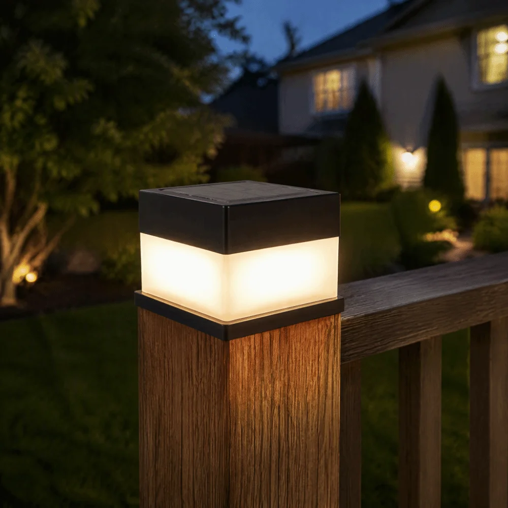 Camping Waterproof Solar Fence Lights Bright LED Square Lantern Solar Post Cap Lights Automatic Outdoor Post Light Pathway