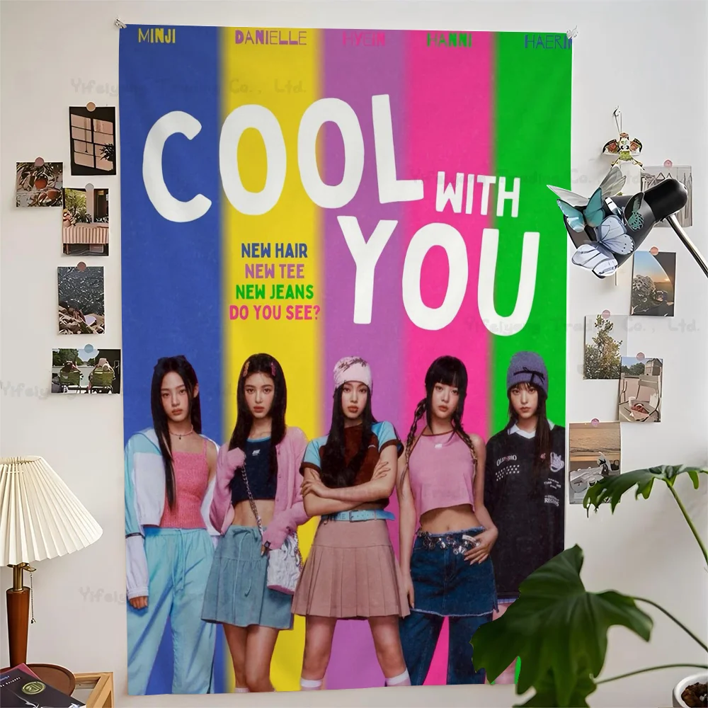 

Kpop N-Newjeans Colorful Tapestry Wall Hanging Bohemian Wall Tapestries Mandala Wall Hanging Sheets