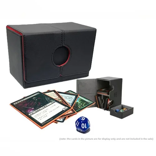 Caja de baraja de cartas con bandeja de dados para tarjetas MTG, más de 200 tarjetas, caja de almacenamiento para tarjetas TCG CCG, funda de tarjeta coleccionable con imán fuerte de cuero PU