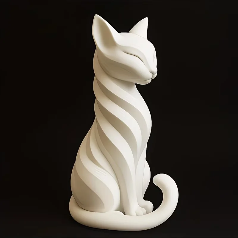 Stylish Cat Figurine Featuring Graceful Lines And a Calm Form, Ideal for Desktop Decor, Home Embellishment