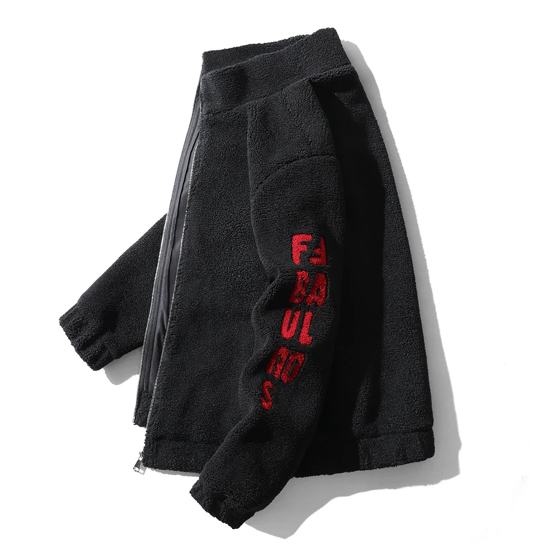 موضة الاتجاه رسالة التطريز البربرية الصوف معطف الشتاء سميكة الدافئة سترة الرجال سترات فضفاضة غير رسمية سميكة الرجال الملابس