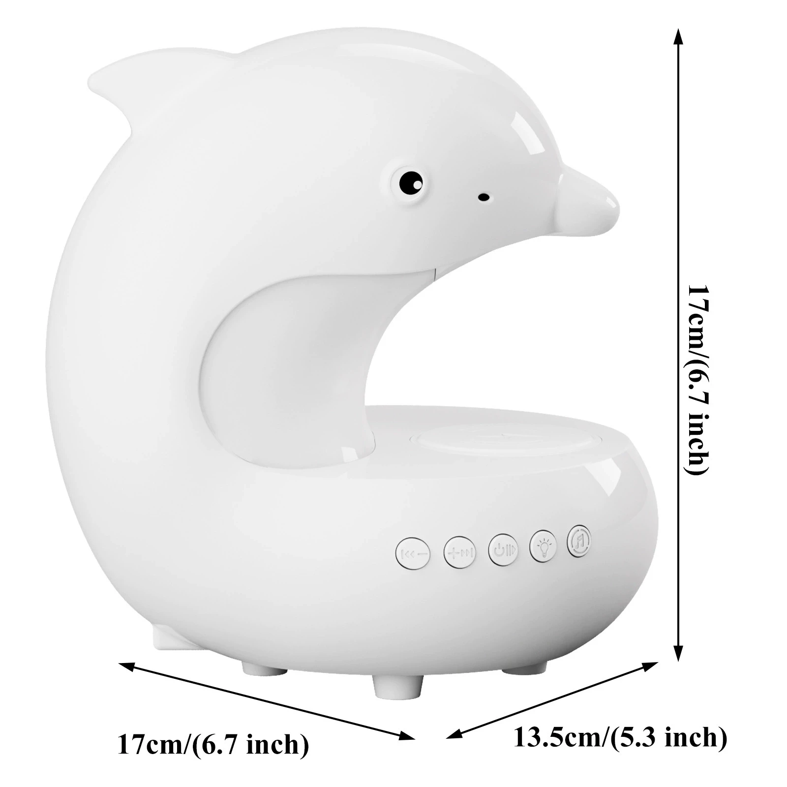 Bonito golfinho rgb atmosfera luz noturna com alto-falante bluetooth & 15w carregamento de telefone sem fio para casa quarto ao lado da lâmpada mesa