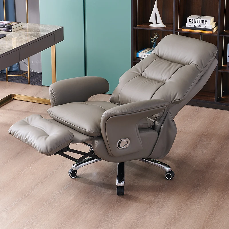 Comfortable boss office chair with ottoman recliner gas lift modern design material synthetic leather