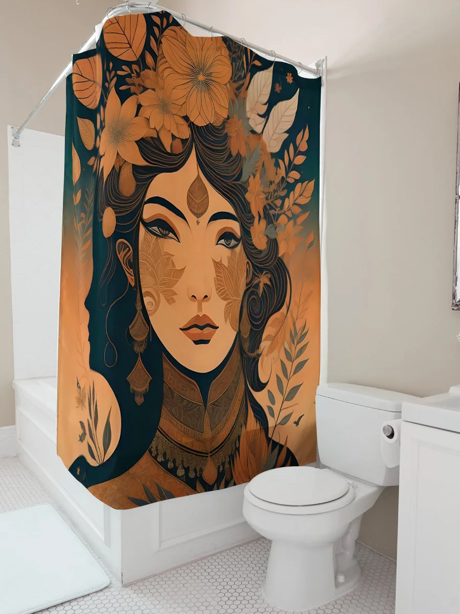 

Цветочная женщина осенних цветов водонепроницаемая занавеска для душа