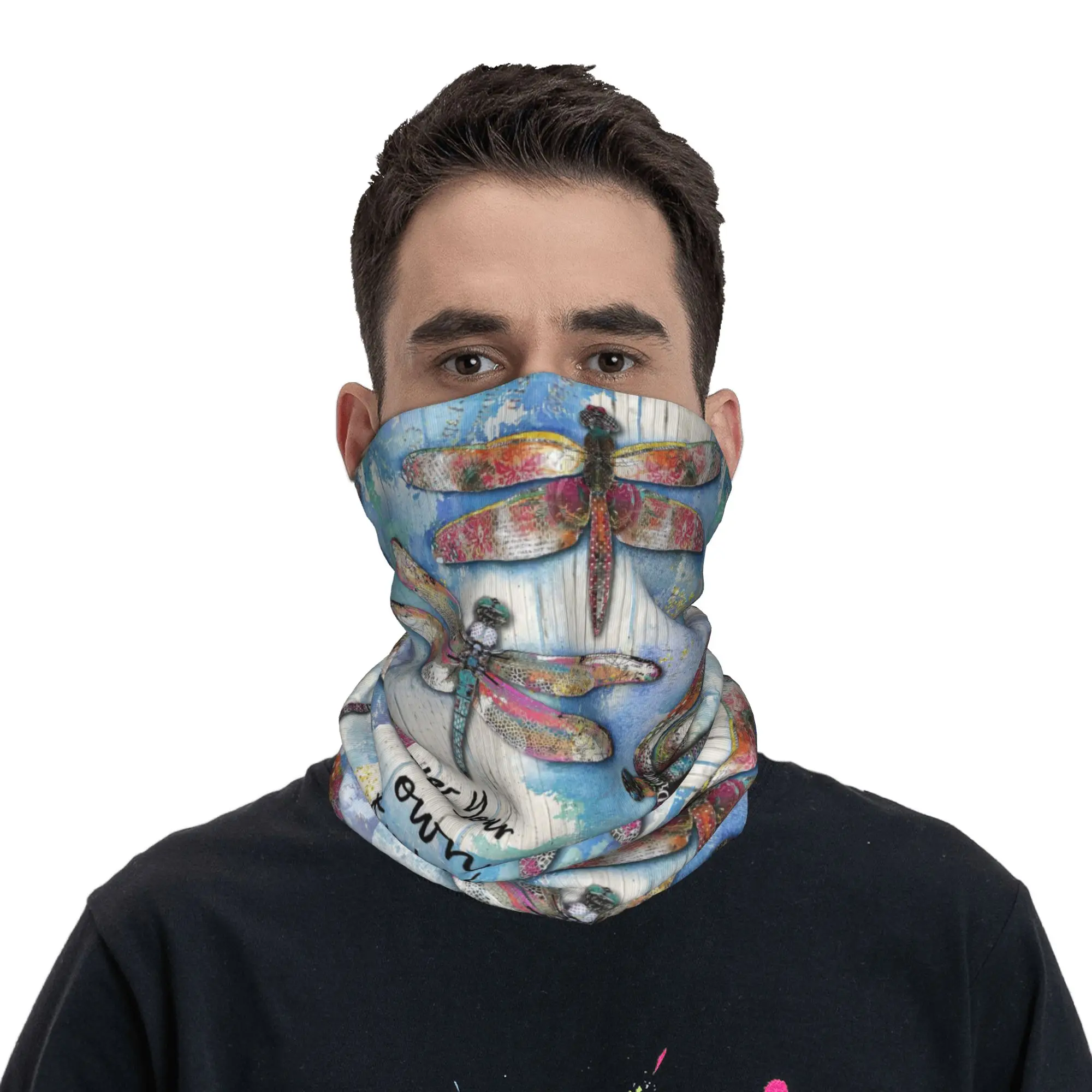 

Красивая бандана с изображением стрекоз и позитивными цитатами, шарф-накидка с принтом, головной убор для бега, унисекс, для взрослых, можно стирать.