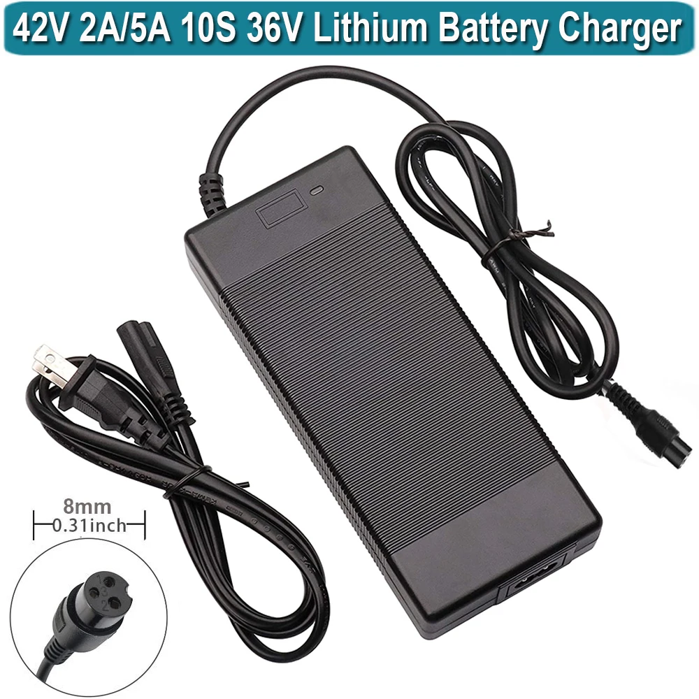 อะแดปเตอร์2A 42V พาวเวอร์ซัพพอร์ต3ง่ามสำหรับแบตเตอรี่ลิเธียม36V สกู๊ตเตอร์ที่ชาร์จแบตเตอรี่