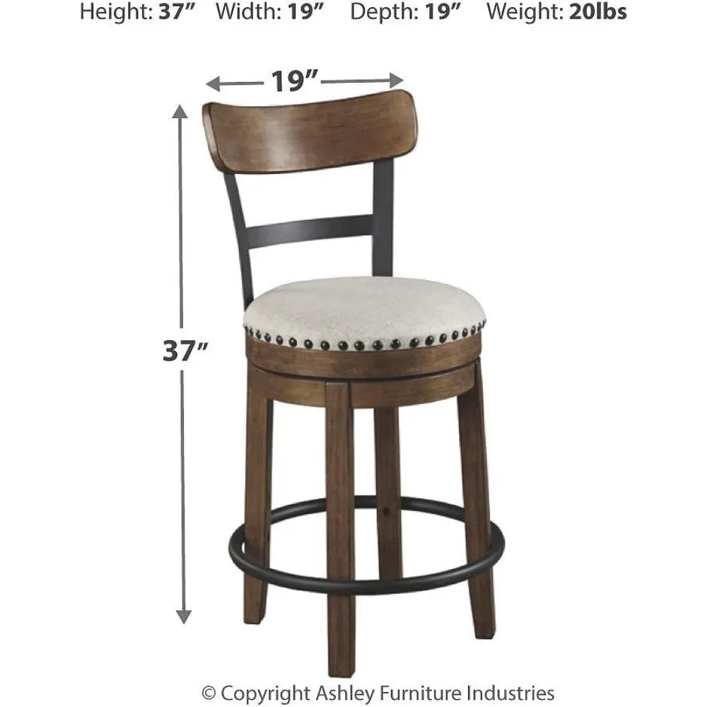 Valebeck Rustic Farmhouse-Tabouret de bar à percussion marron, comptoir recommandé, 24.5 po