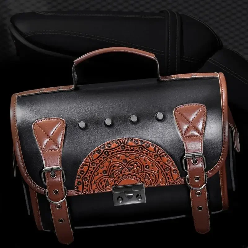 Waterproof Motorcycle Side Bag Retro Biker Aesthetic Spacious Compartment Adjustable Strap For Road Trips Commuting X37F
