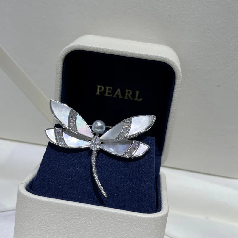 

SGARIT Роскошные броши-стрекозы из сплава для женщин, броши с насекомыми, морская вода Akoya, жемчужное пальто, аксессуары для корсажа, украшение