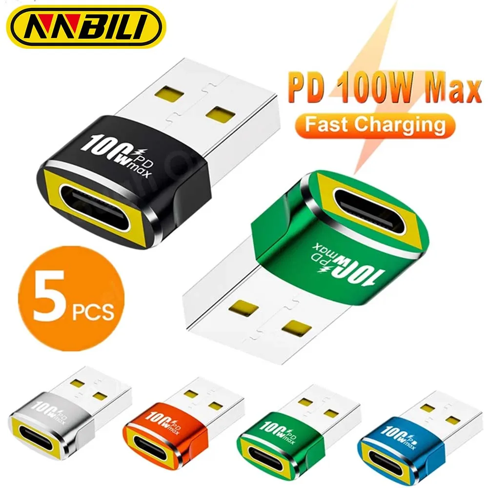 NNBILI OTG USB To Type C USB2.0 Adapter USB C Female to USB A Male Converter For Samsung Xiaomi PD100W Fast Charging Adaptador