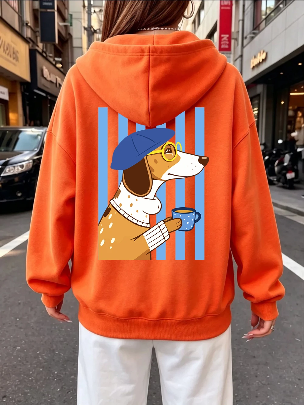 Dachshund-Hundemotiv Hoodies Damen Lässige Lose Pullover mit Taschen Sportliche Jogging-Sweatshirts Winter Fleece Warme Damenkleidung – Detail 16