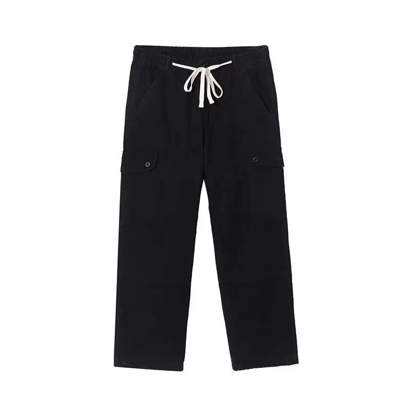 Pantalones Cargo Vintage de cilindro recto para hombre, pantalón holgado de alta calidad, a la moda, con múltiples bolsillos, combina con todo