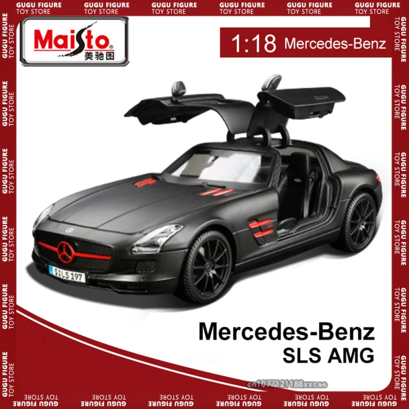 Maisto 1:18 Benz Sls Amg Racing Sports Car Diecast Model Edition Alloy Luxury Vehicle Collection Decoration Cars Model Car Gifts