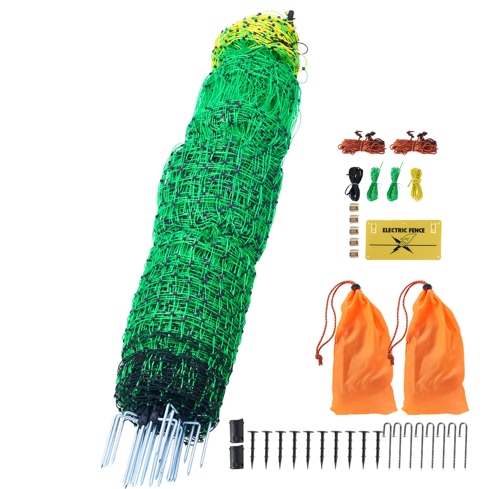 SucceBuy Electric Fence Netting with Posts & Stakes Portable Mesh Nets for Goats Sheep Deer Electric Fencing for Farm