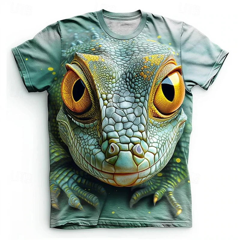 New Hot Colorful Scale Lizard 3D Printing Animal Pattern T-shirt Street Fashion Hip Hop Boys Gym Tops Oversized Tee Shirts