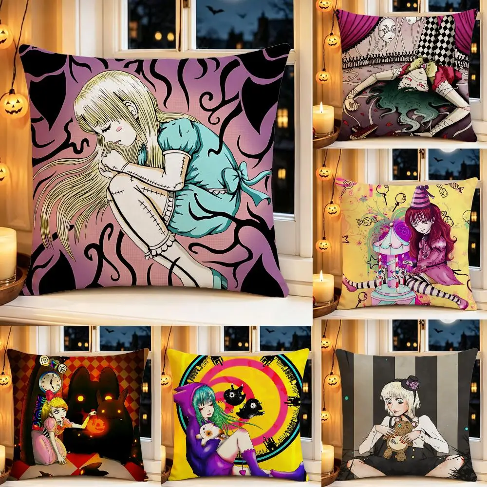 Theme Strange Fairytale Cushion Cover Pillow Short Plush Scary Creepy Cushion for Living Room Sofa Halloween Holiday Gift