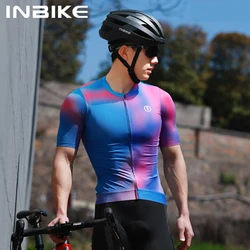 INBIKE Summer Men's Short Sleeve Cycling Jersey Road Cycling Shirt Full Zipper with Pockets Mountain Bike Cycling Jersey Cycling