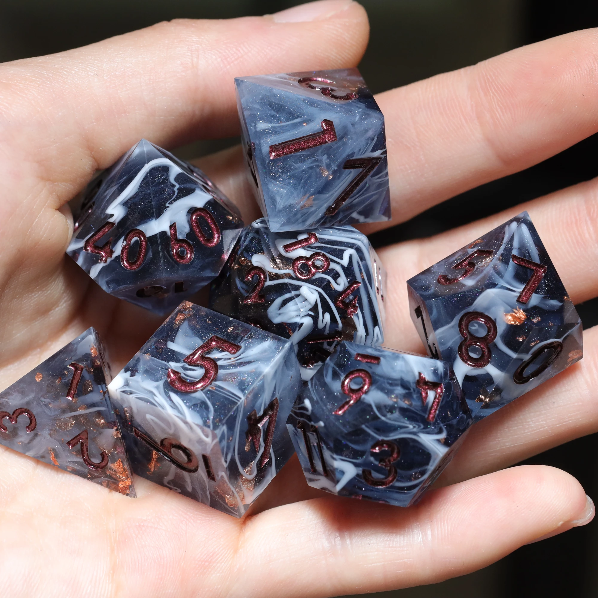 MINI PLANET Polyhedral Resin Dice Set Colored Rendered DND Dice For RPG Desktop Game D&D Dice Set or D20 Dice Accessories