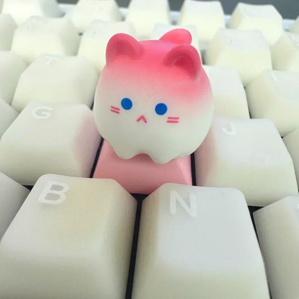 Niedliche Katze Tasten kappen benutzer definierte rosa kawaii Tastatur Tasten kappen Anime Cartoon Katze Handwerker Tasten kappen für mechanische Tastatur Spiel zubehör