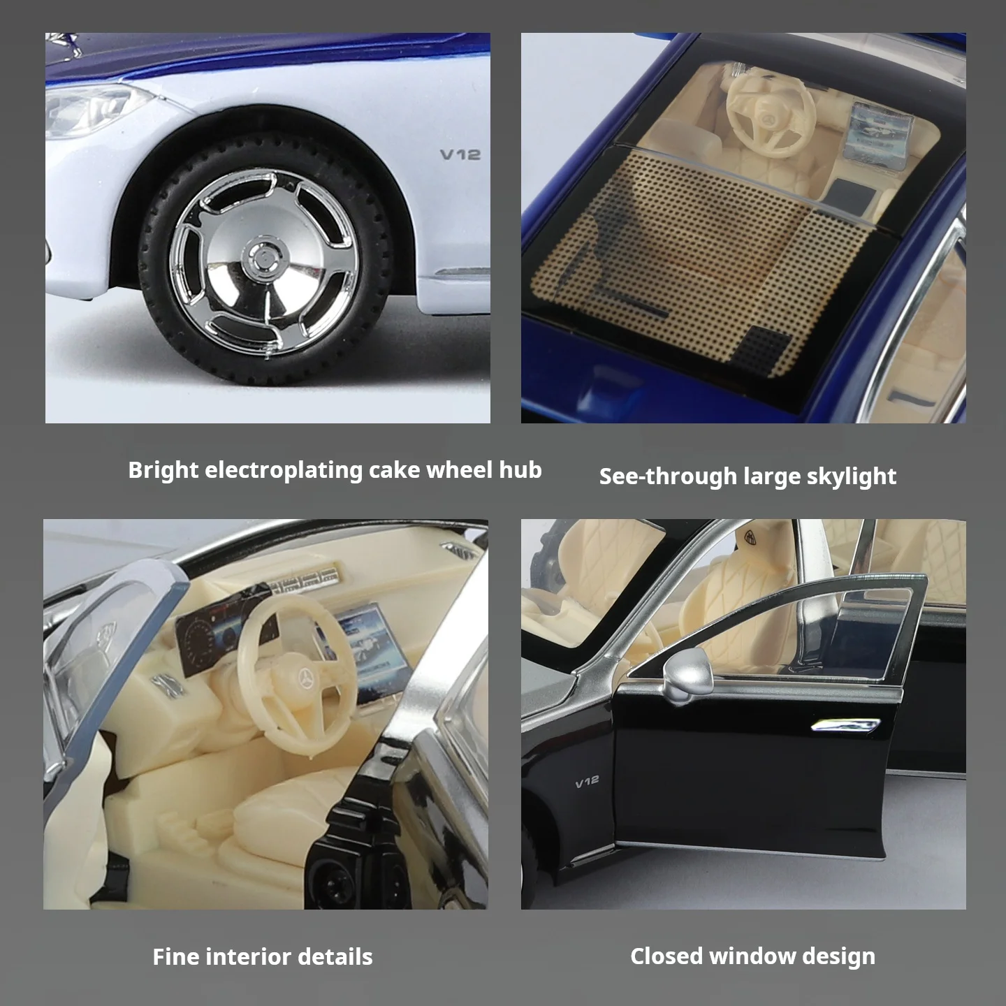 1:24 Mercedes-Maybach S680 Luxury Sedan Simulation Alloy Toy Car Metal Electric doors Opened Sound Light Models collection Gift - view 6