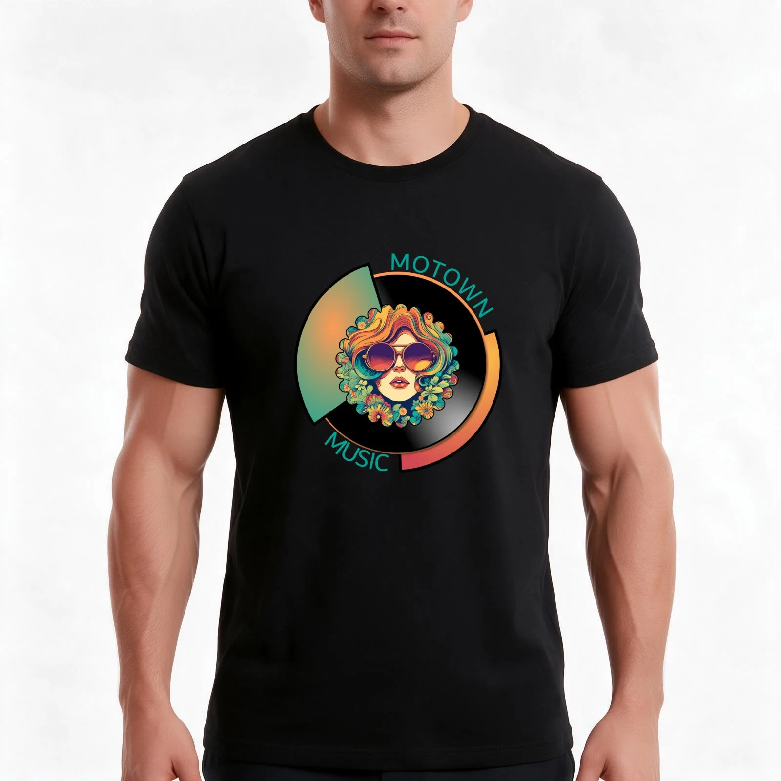 Motown Music T-Shirt, Summer Casual Cotton Tee, Oversized Streetwear Tops, Vintage Graphic Print, Loose Fit Short Sleeve