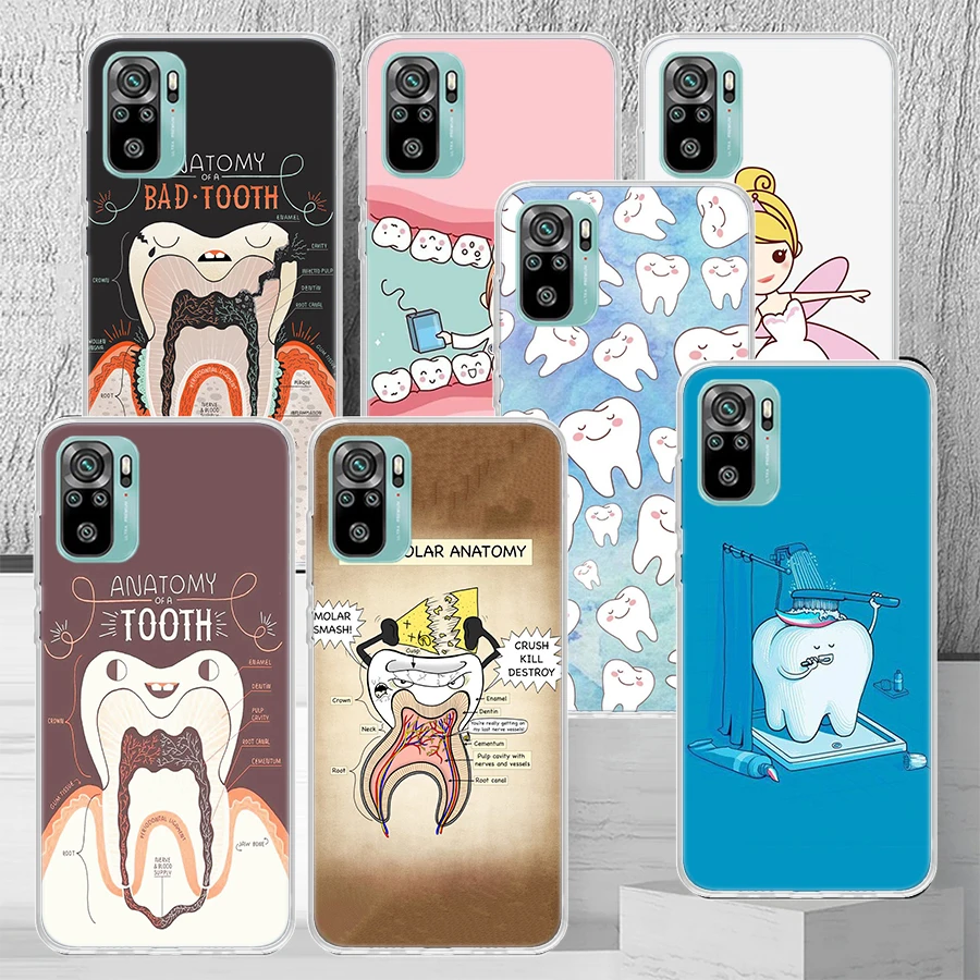 Wisdom Teeth Dentist Tooth Phone Case Coque For Xiaomi Redmi Note 14 13 12S 12 11 Pro Plus 11S 11T 11E 10 10S Global Soft Cover 