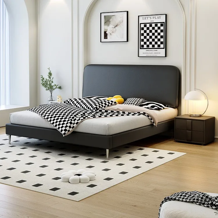Back minimalist tatami transformation anti-collision leave-in leather saving bedside