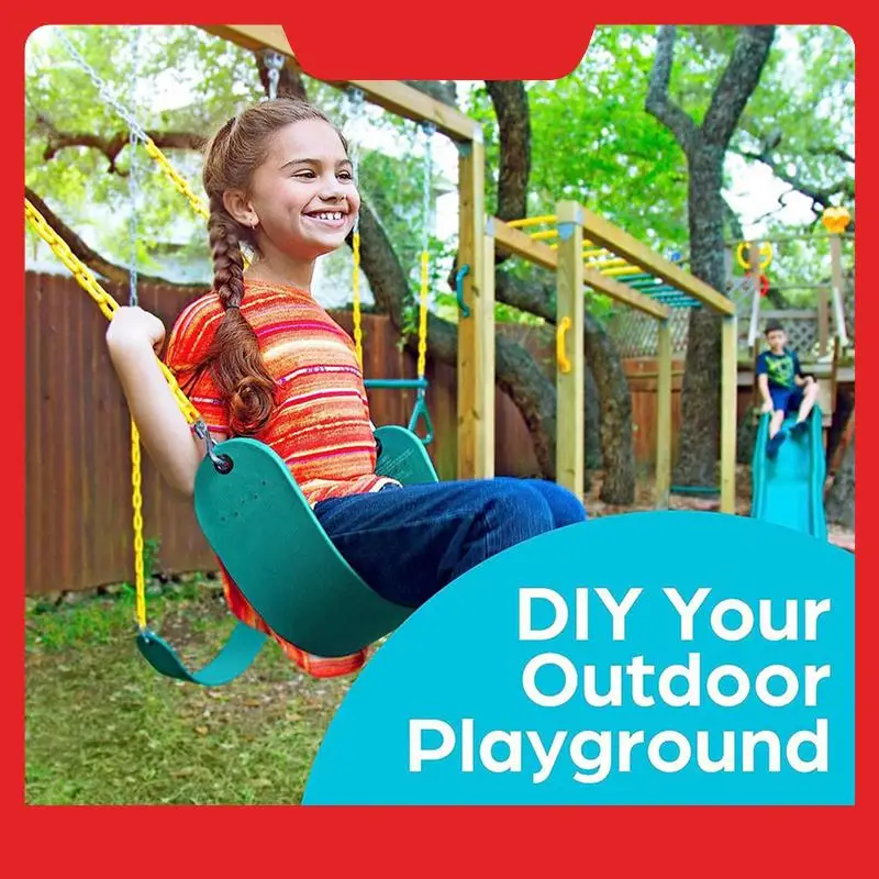 NEW-Swing Sets For Backyard-Set Includes 18Inch Trapeze Swing Bar & 48Inch Heavy Duty Chain With Locking Carabiners (Green)
