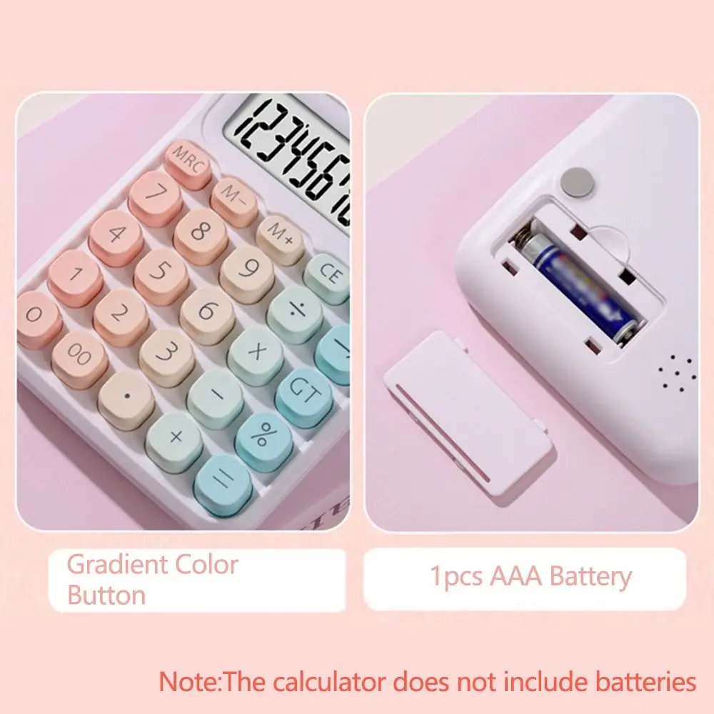 

Cute 12 Digits Calculator Large LCD Display Candy Color Finance Calculator Battery Operated Anti-slip Pad Student Calculator