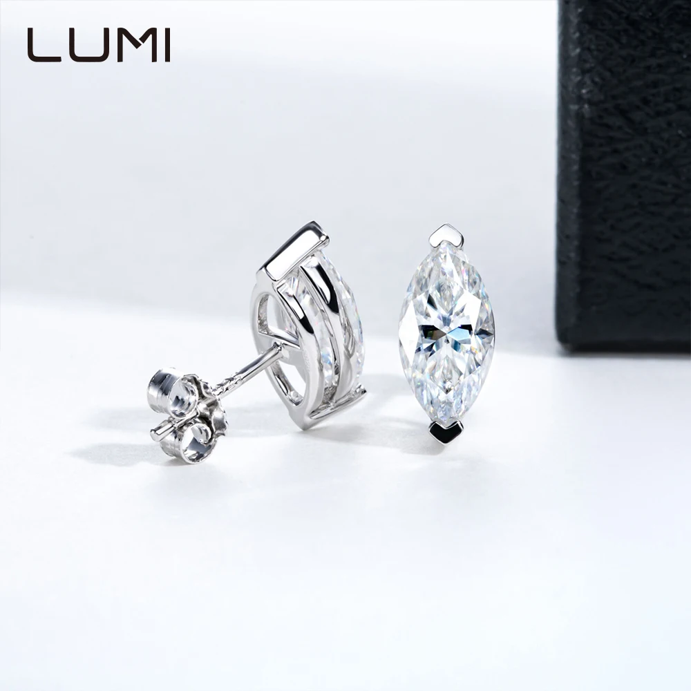 

LUMI S925 Серебряные женские серьги-гвоздики 0,5-3 карата, огранка маркизы, муассанит, супер блестящие бриллианты, высококачественные украшения для ушей, подарок