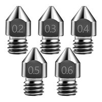 5pcs Hardened Steel MK8 Nozzle Kit - Upgraded Tungsten Alloy High-Temp Resistant Nozzle for Ender 3/Pro/S1/CR-10 3D Printers