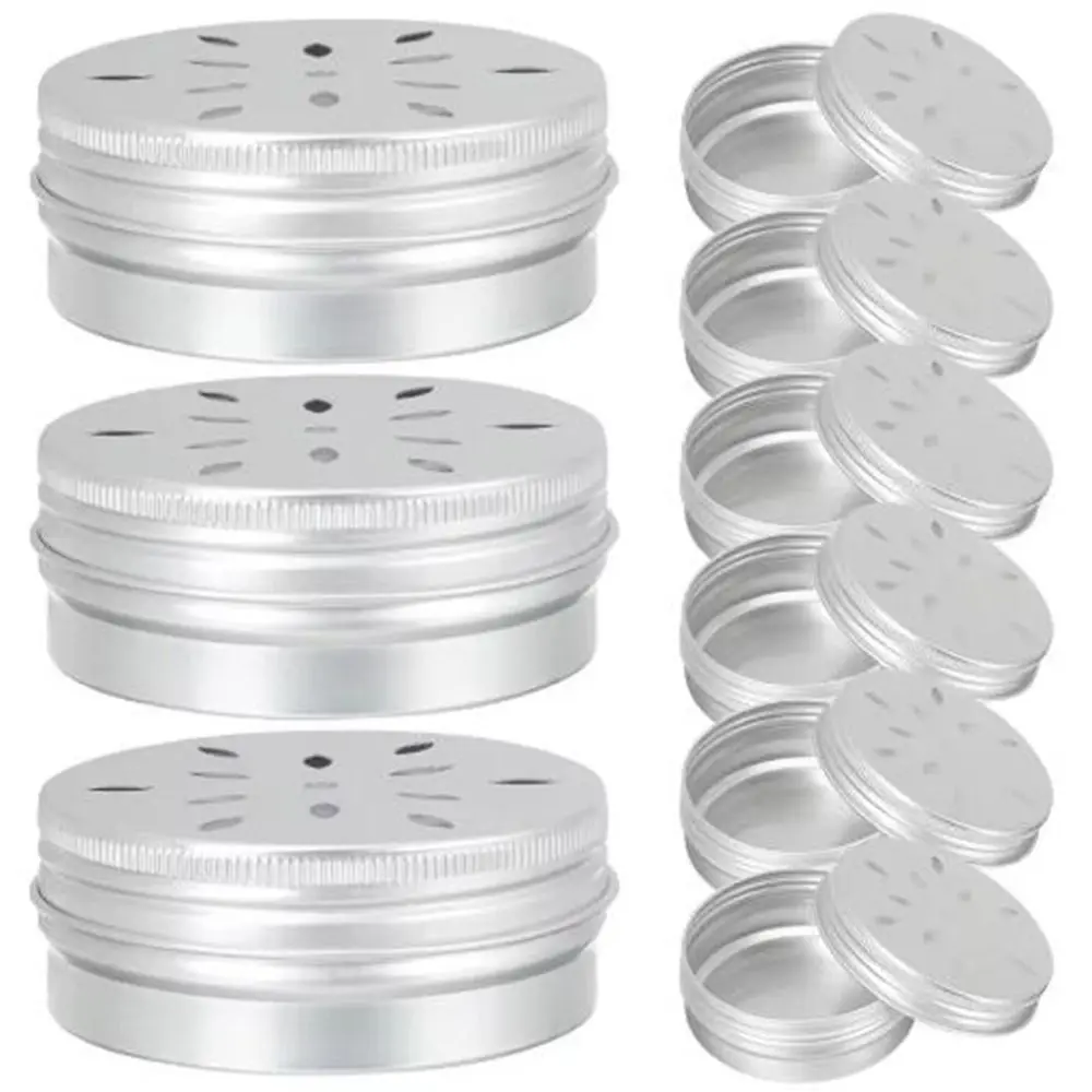 10Pcs 60ML 알루미늄 주석은 중공 구멍 뚜껑 리필 가능 샘플 컨테이너 냄새 훈련과 라운드 개 향기 훈련 상자를 비울 수 있습니다